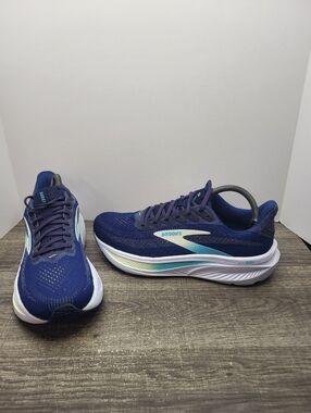 Brooks Ghost 17 Shoes Womens Size 10 Navy Green Turquoise Running Athletic